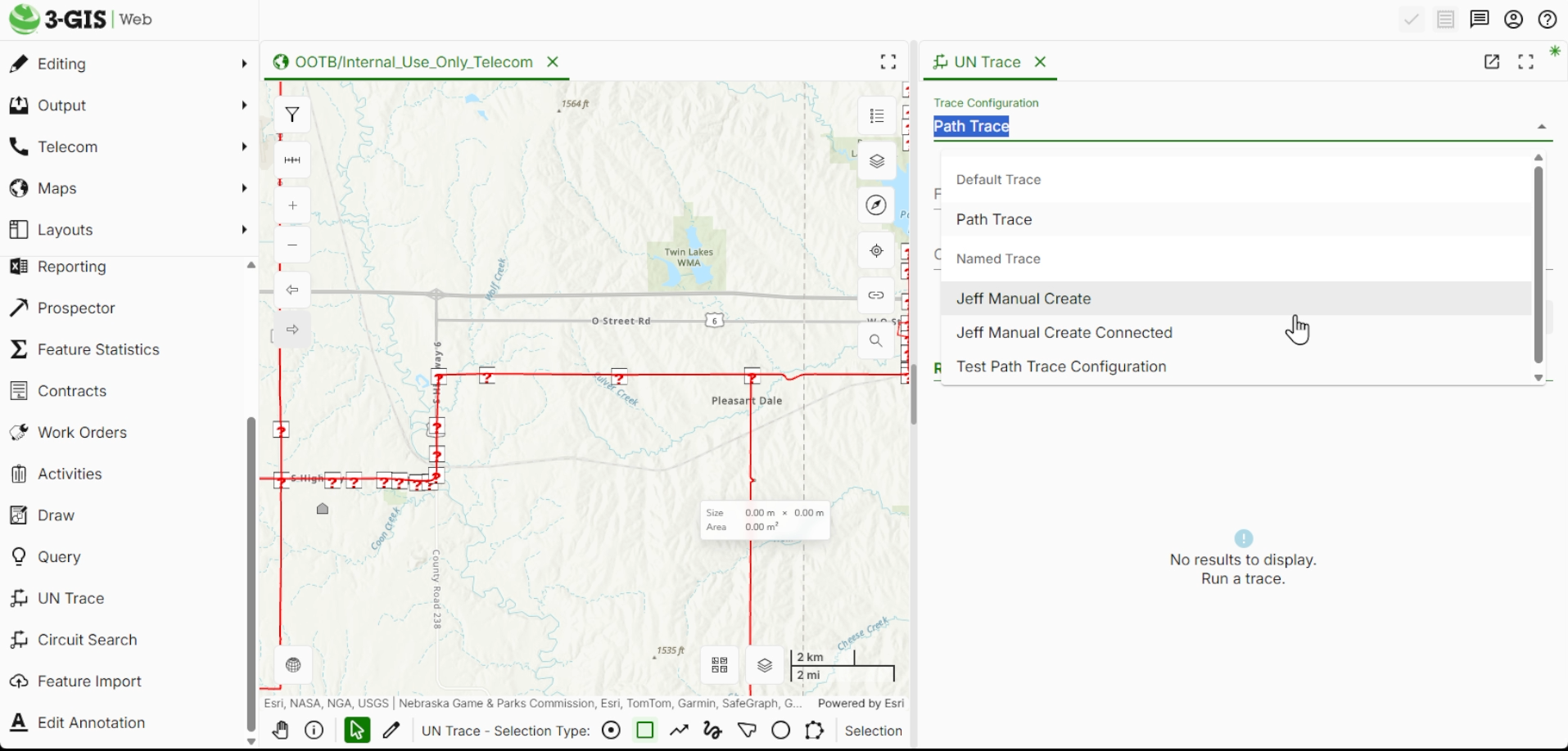 Working with trace configurations in 3-GIS for the TDN