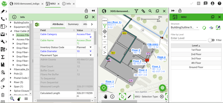 Visualising equipment and fibre placement using 3-GIS | Web.
