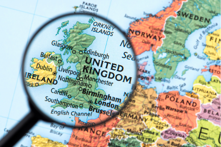 United Kingdom on a map